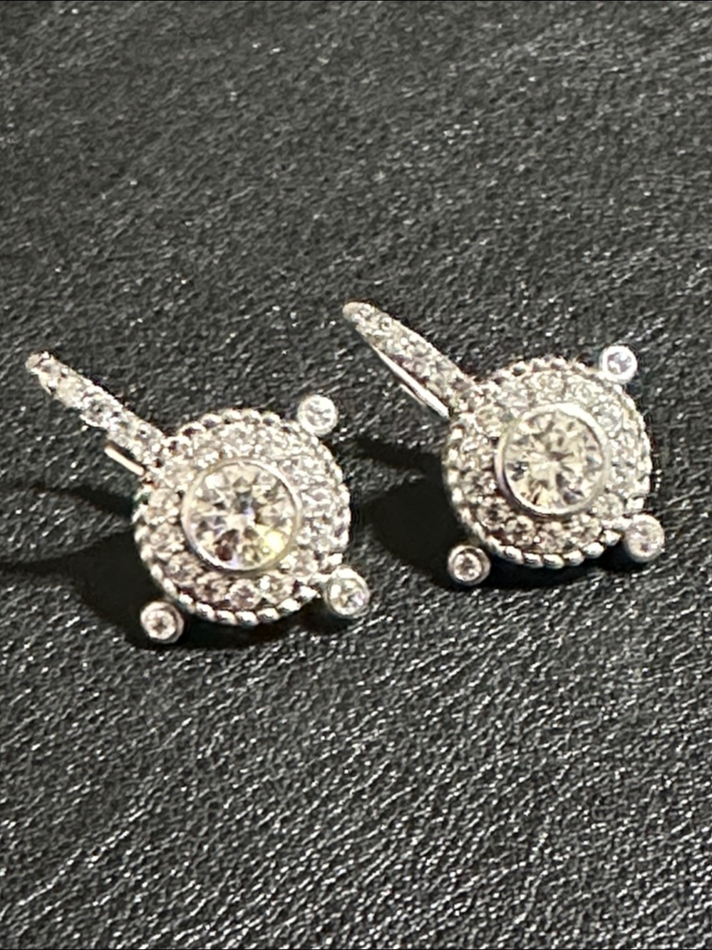 Judith Ripka Sterling 925 CZ Cluster Drop Earrings - Picture 10 of 14